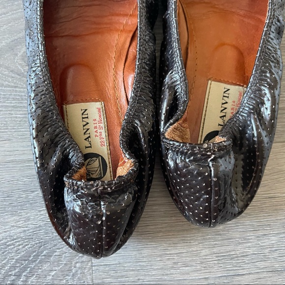 Lanvin Perforated Cal Toe Ballet Flats - Picture 3 of 5